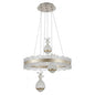 Champagne LED ring pendant light with lace-textured edge and flower drop shades, shown on a white background.