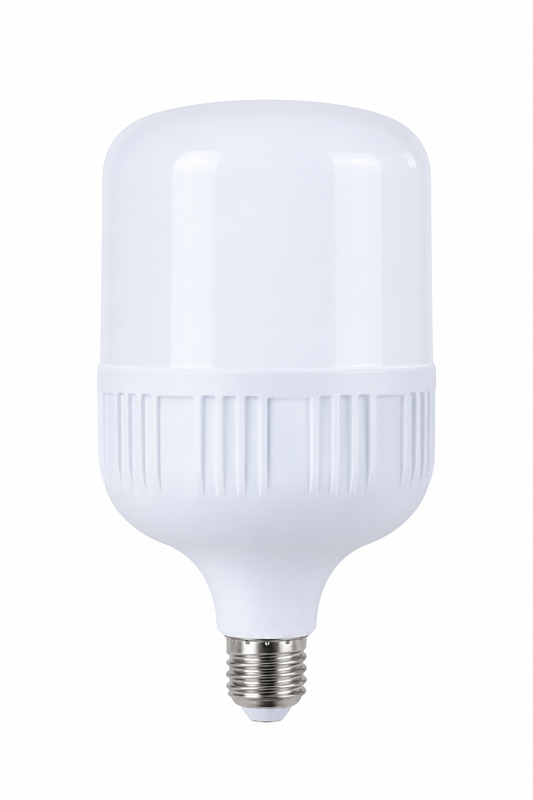 High-power LED T-bulb with E27 base, shown on a white background.
