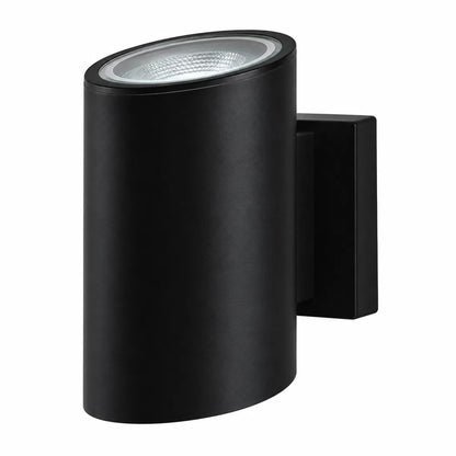 Modern black aluminium and glass GU10 wall light, available in round or square styles and in single or double light versions. 