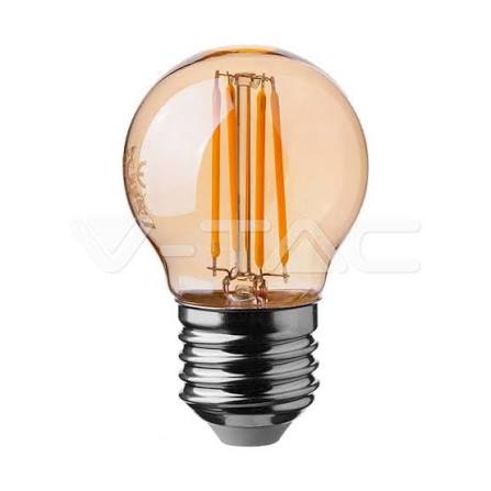 G45 globe-shaped filament LED bulb with E27 base, shown on a white background.