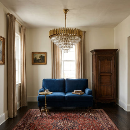 Tiered Crystal Chandelier, Gold