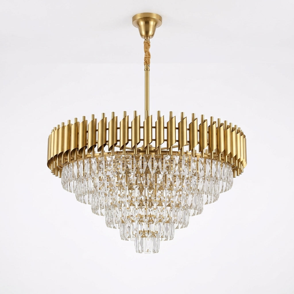 Tiered Crystal Chandelier, Gold