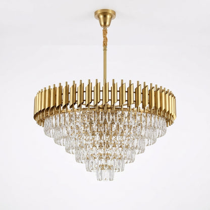 Tiered Crystal Chandelier, Gold