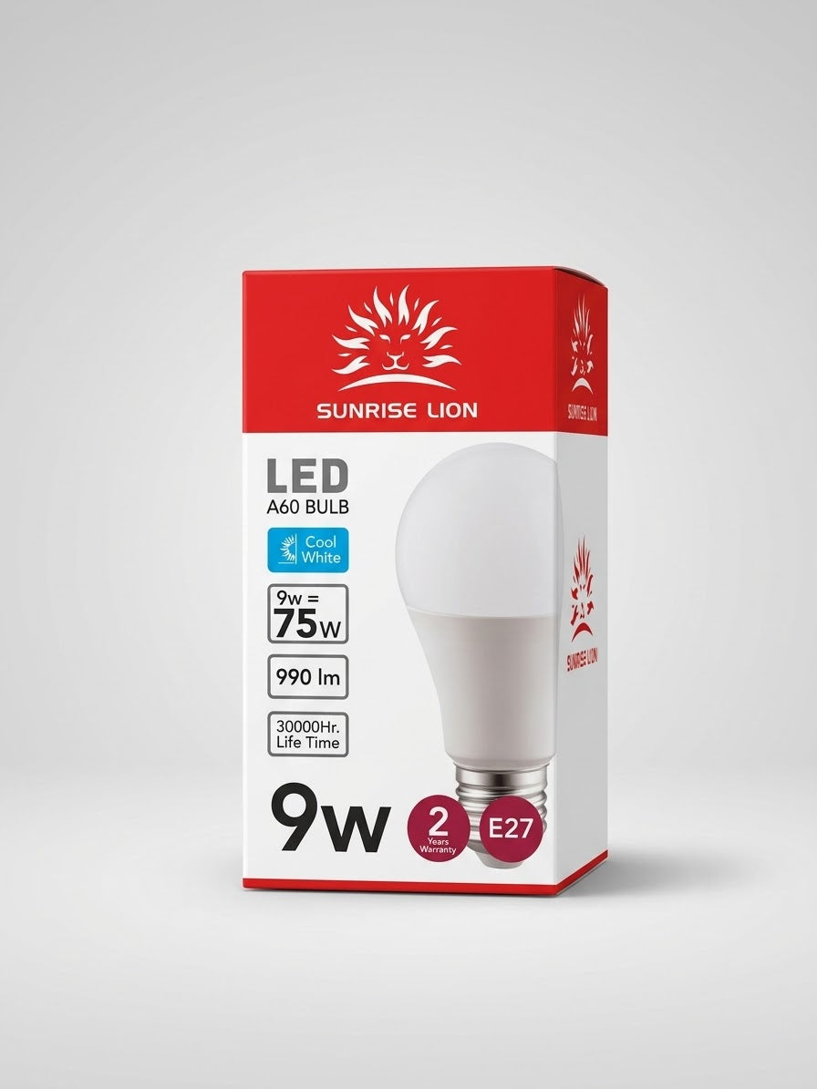 Cool white E27 LED bulb shown on a white background.