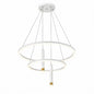 White LED tiered ring pendant light with cylindrical drop lights, shown on a white background.