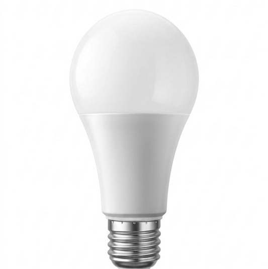 E27 LED bulb packaging shown on a white background.