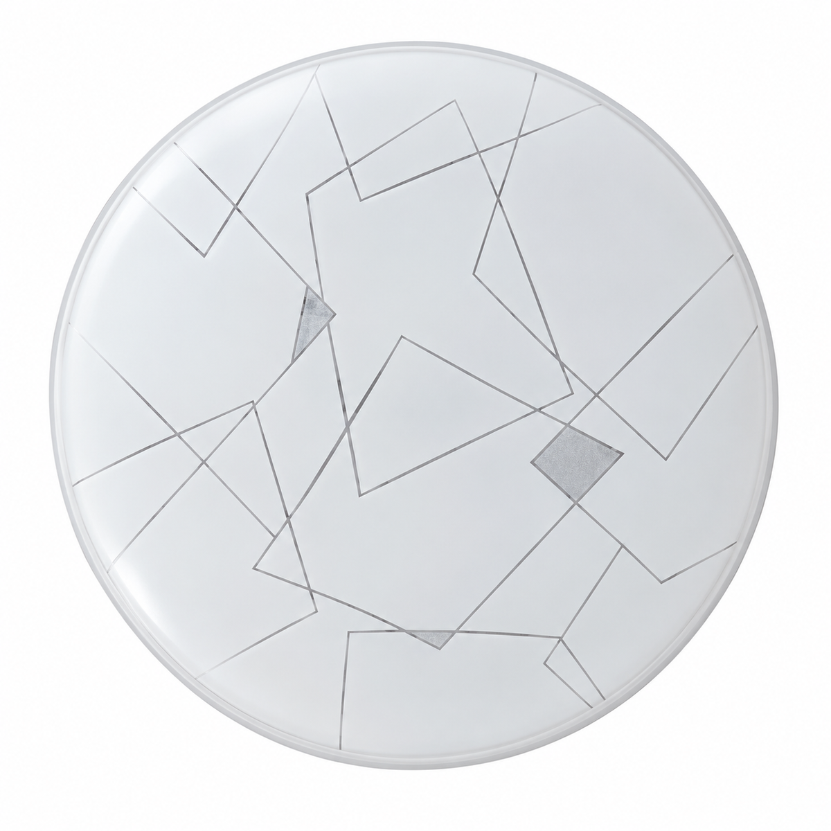 A round LED ceiling light featuring a subtle geometric surface pattern and a white finish. 