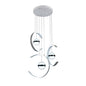LED crescent moon multi-drop pendant light in white, shown on a white background.
